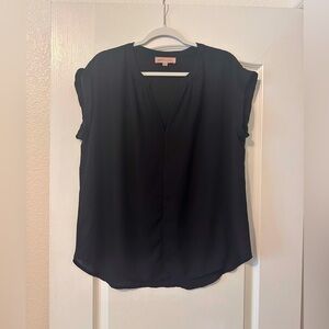 Cap sleeve black blouse